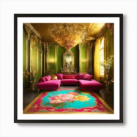 Futuristic Beautiful French Mansion Interior Glamo (29) Art Print