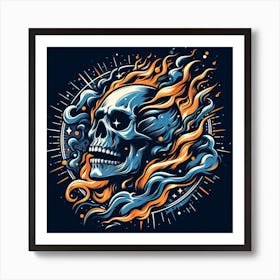 Skull In Flames Art Print