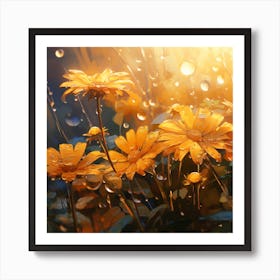 Yellow Flowers In The Rain 1 Art Print