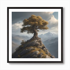 Tree On Top Of Mountain 13 Art Print