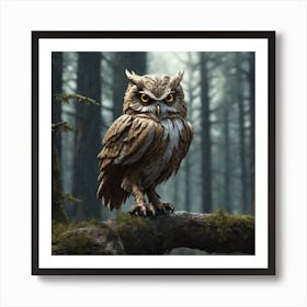 Owl In The Woods 37 Art Print