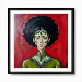 Woman With Green Hair Art Print