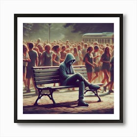 Man Sitting On A Bench Art Print