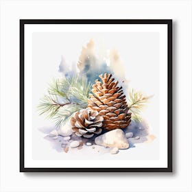 Watercolor Pine Cones Art Print