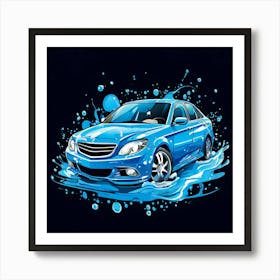 Logo Vector Car Wash Clean Soap Bubbles Water Splash Detailing Automotive Foam Service (5) Art Print