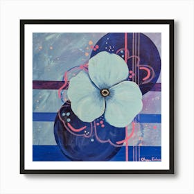 Blue Geometrical Flower Art Print