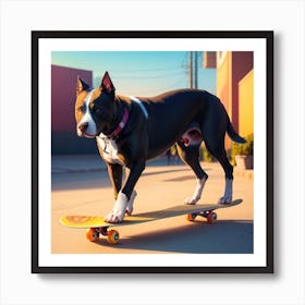 Dog On Skateboard Art Print