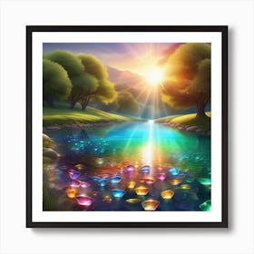 Rainbow Lily Pond Art Print