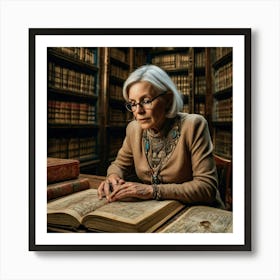 The Elderly Lady Librarian 040 Art Print