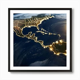 Earth At Night 15 Art Print