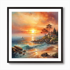 Beautiful landscape of sunset on the sea  Art Print