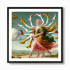 Woman With Many Hands Art Print