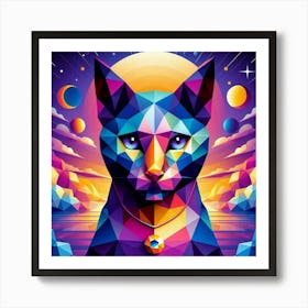 Zinnia Low Poly Cat Art Print