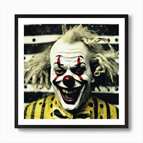 Grungy & Spooky Looking Clown Portrait Art Print