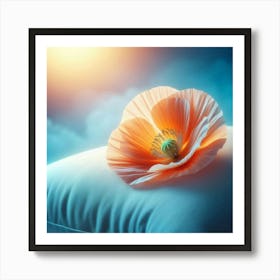 Poppy Flower On Pillow Art Print