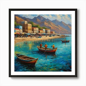 Boats On The Beach Art Print