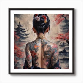 Asian Woman With Tattoos 1 Art Print