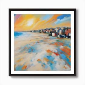 Sunset On The Beach Painting Art Print