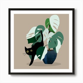 Cat In A Pot Wall Art Art Print