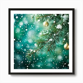 Abstract Concept Of Christmas Using Evergreen Branches As Main Subject Covered In Fine Glittering S (5) Art Print