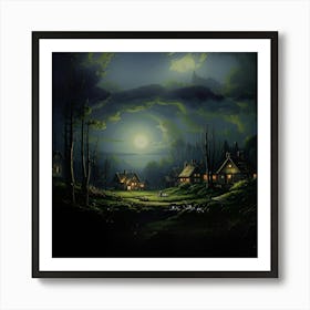 Village at night Art Print