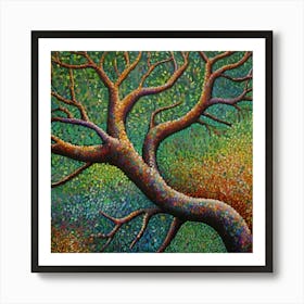 Default A Pointillist Painting Of A Tree Branch Using Small Do 1 Art Print