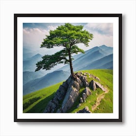 Lone Tree On Top Of Mountain 39 Art Print