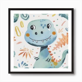 Cute Muted Pastels Tyrannosaurus Rex  Dinosaur  3 Art Print