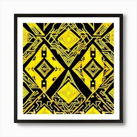 Yellow And Black Geometric Pattern Art Print