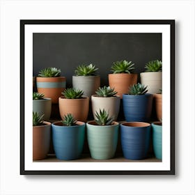 Pots Of Succulents Art Print