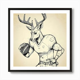 Deer Football Player Art Print