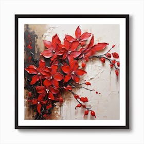 Red flower sprig Art Print