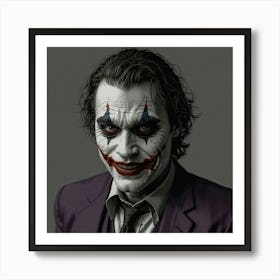 Jokers Smile In A Minimalist Line Art Style Art Print