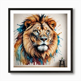 Water Colored Wall Painting Of A Lion Water Color Spray 32k Resolution 1283859462 Art Print