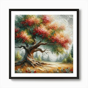 Oak tree road Art Print