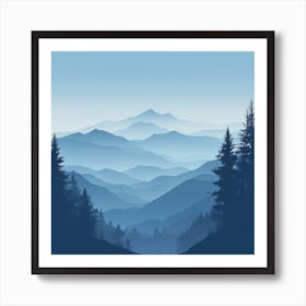 Misty mountains background in blue tone 62 Art Print