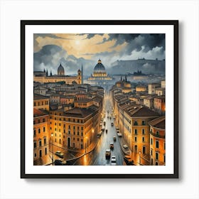 Rome Foggy Art Print