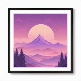 Misty mountains background in purple tone 91 Art Print