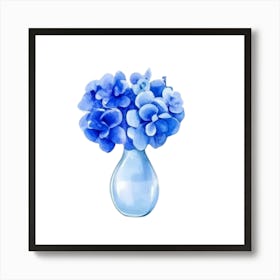 Watercolor Blue Floral 21 Art Print