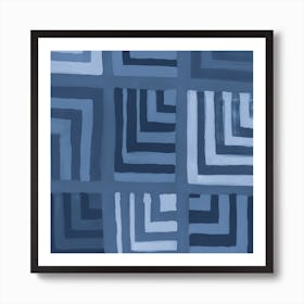 Painted Color Block Squares In Blue Art Print