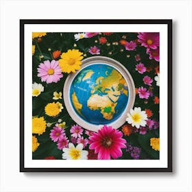 Earth In Flowers Art Print