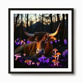 Cow In The Forest Art Print