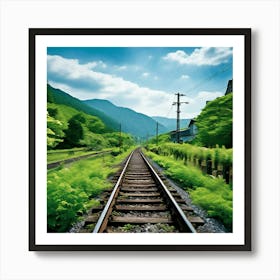 Rail Nature Train Transportation Japan Mountain Way Garden Summer Background Tour Tourism (5) Art Print