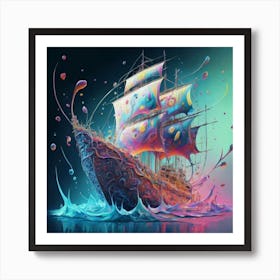 The ship is in neon colors 1 Art Print