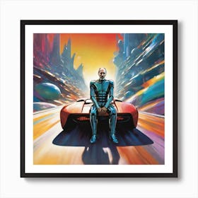 Man In A Futuristic Car Art Print