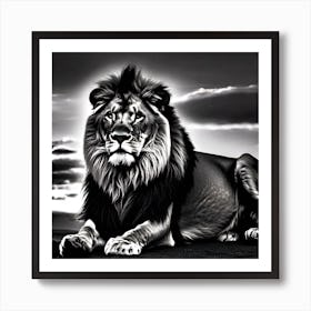 Lion In Black And White 6 Art Print