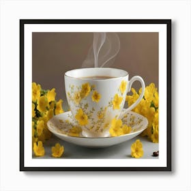 Yellow Flowers In A Cup Art Print