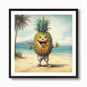 Pineapple On The Beach 2 Art Print