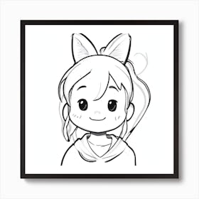 Girl With Bunny Ears Art Print