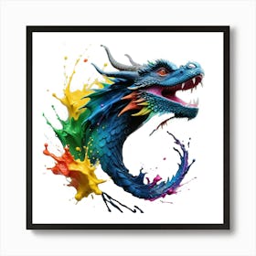 3D Splash Dragon Art Print